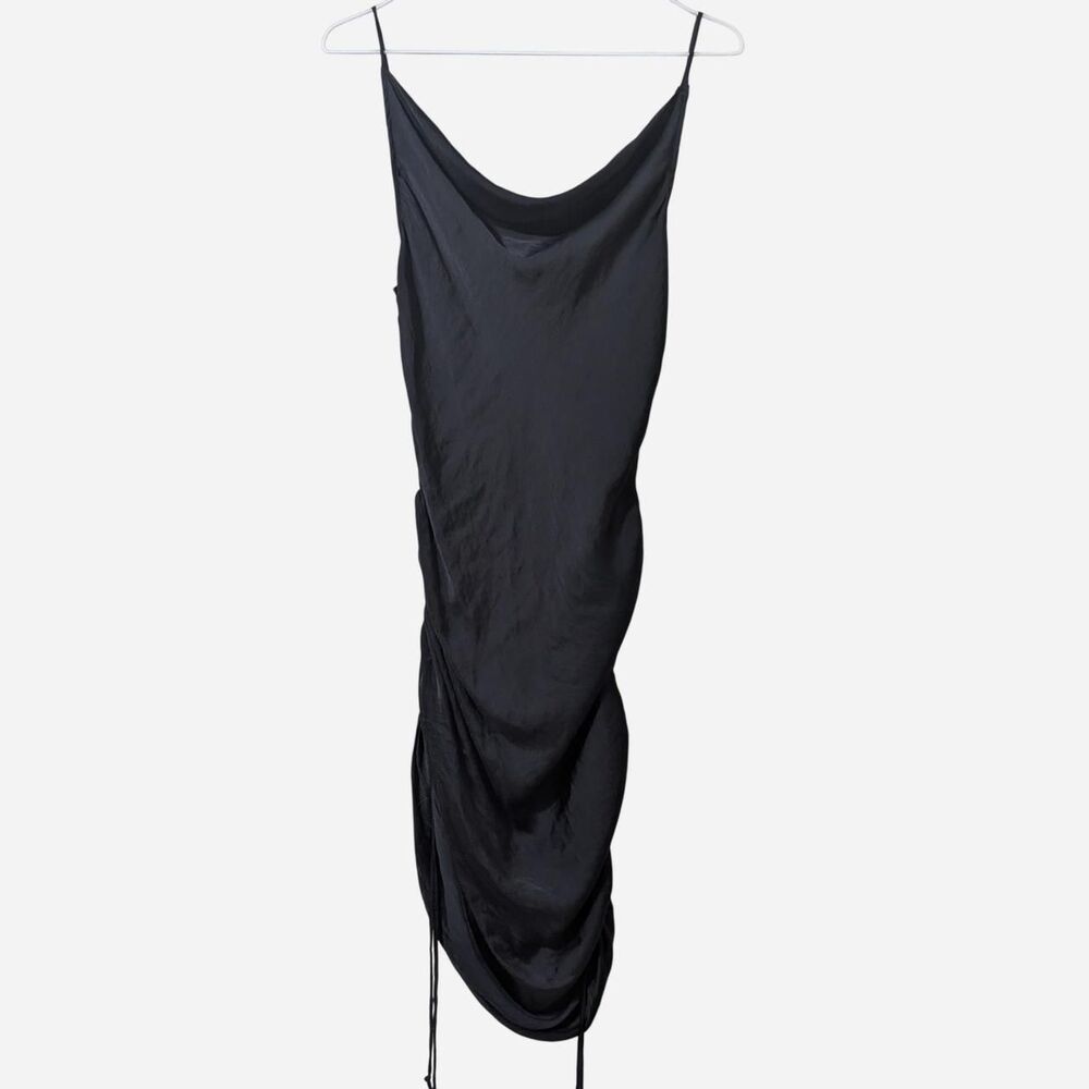 Night Out Black Intimately Free People Satin Slip Dress With Ruched Detailing